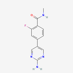 molecular formula C12H11FN4O B8283444 4-(2-aminopyrimidin-5-yl)-2-fluoro-N-methylbenzamide CAS No. 1029714-90-6