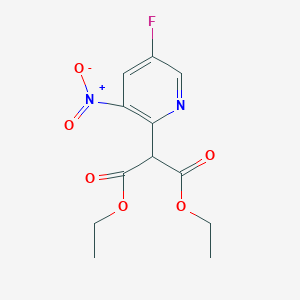 molecular formula C12H13FN2O6 B8283449 2-Bis(ethoxycarbonyl)methyl-5-fluoro-3-nitropyridine 