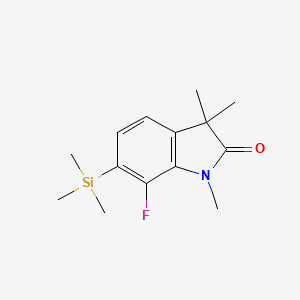 molecular formula C14H20FNOSi B8283476 7-Fluoro-1,3,3-trimethyl-6-(trimethylsilyl)indolin-2-one 
