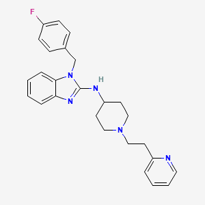 molecular formula C26H28FN5 B8283484 1-[(4-Fluorophenyl)methyl]-N-{1-[2-(pyridin-2-yl)ethyl]piperidin-4-yl}-1H-benzimidazol-2-amine CAS No. 73735-69-0