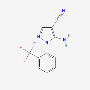 molecular formula C11H7F3N4 B8283551 5-Amino-1-[2-(trifluoromethyl)phenyl]pyrazole-4-carbonitrile CAS No. 792953-04-9