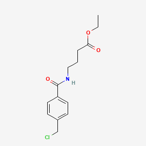 molecular formula C14H18ClNO3 B8283573 Ethyl 4-(4-(chloromethyl)benzamido)butanoate 