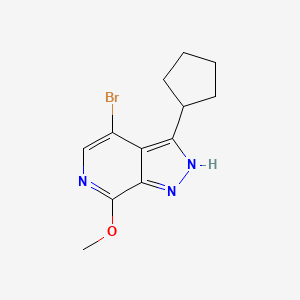 molecular formula C12H14BrN3O B8283640 4-bromo-3-cyclopentyl-7-methoxy-1H-pyrazolo[3,4-c]pyridine 