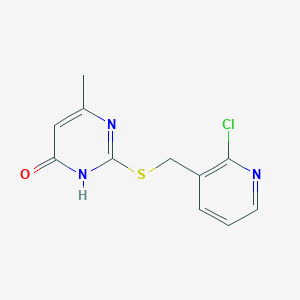 molecular formula C11H10ClN3OS B8283674 2-{[(2-Chloropyridin-3-yl)methyl]sulfanyl}-6-methylpyrimidin-4-ol 