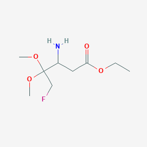 molecular formula C9H18FNO4 B8283676 Ethyl 3-amino-5-fluoro-4,4-dimethoxypentanoate 