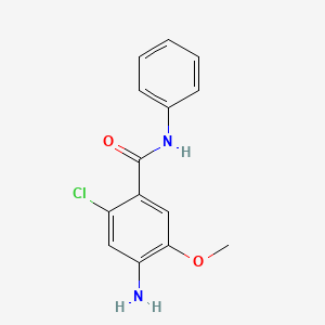 molecular formula C14H13ClN2O2 B8283687 4-amino-2-chloro-5-methoxy-N-phenyl-benzamide 