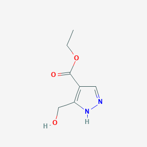 molecular formula C7H10N2O3 B8283689 3-hydroxymethyl-1H-pyrazole-4-carboxylic acid ethyl ester 
