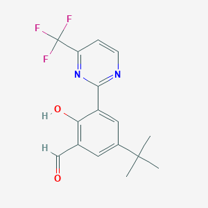 molecular formula C16H15F3N2O2 B8283740 5-(Tert-butyl)-2-hydroxy-3-(4-(trifluoromethyl)pyrimidin-2-yl)benzaldehyde 