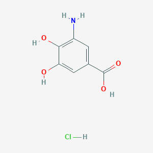 molecular formula C7H8ClNO4 B8283746 3-Amino-4,5-dihydroxybenzoate hydrochloride 
