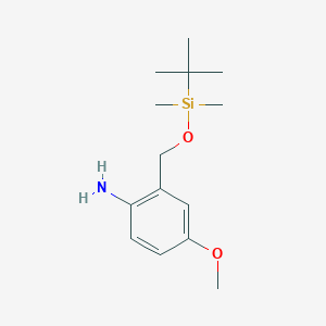 molecular formula C14H25NO2Si B8283762 2-((Tert-butyldimethylsilyloxy)methyl)-4-methoxyaniline 