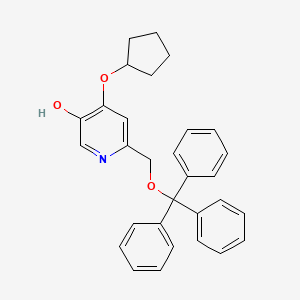 molecular formula C30H29NO3 B8283768 4-Cyclopentyloxy-5-hydroxy-2-trityloxymethylpyridine 