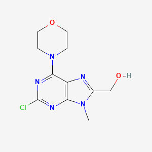 molecular formula C11H14ClN5O2 B8283774 (2-Chloro-9-methyl-6-morpholino-9h-purin-8-yl)methanol 