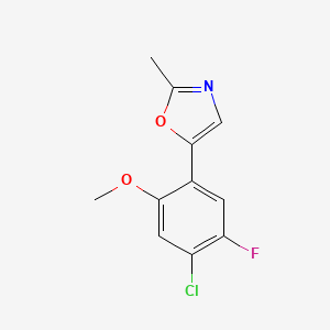 molecular formula C11H9ClFNO2 B8283818 5-(4-Chloro-5-fluoro-2-methoxyphenyl)-2-methyl-1,3-oxazole 