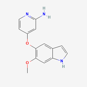 molecular formula C14H13N3O2 B8283886 4-((6-Methoxy-1H-indol-5-yl)oxy)pyridin-2-amine 