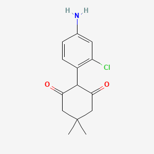molecular formula C14H16ClNO2 B8283965 2-(2'-Chloro-4'-aminophenyl)-5,5-dimethyl-1,3-cyclohexanedione 