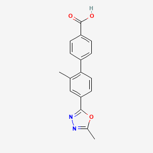 molecular formula C17H14N2O3 B8284080 2'-Methyl-4'-(5-methyl-1,3,4-oxadiazol-2-yl)biphenyl-4-carboxylic acid 