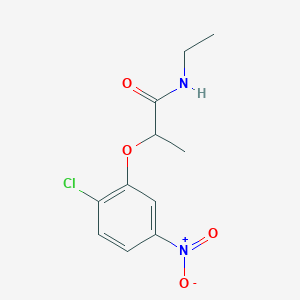 molecular formula C11H13ClN2O4 B8284175 N-ethyl alpha-(2-chloro-5-nitrophenoxy)propionamide 