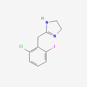 molecular formula C10H10ClIN2 B8284181 2-(2-Chloro-6-iodo-benzyl)-4,5-dihydro-1H-imidazole 