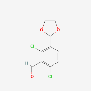 molecular formula C10H8Cl2O3 B8284281 2,6-Dichloro-3-(1,3-dioxolan-2-yl)benzaldehyde 