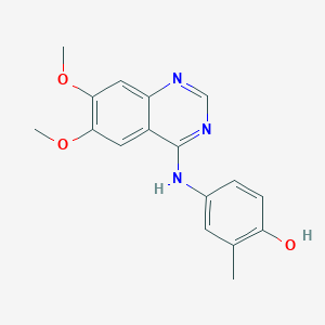 molecular formula C17H17N3O3 B8284303 4-(4-Hydroxy-3-methylanilino)-6,7-dimethoxyquinazoline CAS No. 179688-28-9