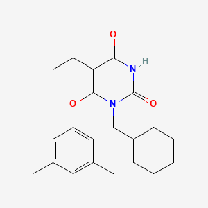 molecular formula C22H30N2O3 B8284413 1-(Cyclohexyl)methyl-5-isopropyl-6-(3,5-dimethylphenoxy)-2,4-pyrimidinedione 