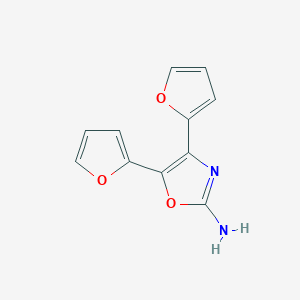 molecular formula C11H8N2O3 B8284421 2-Amino-4,5-bis(furan-2-yl)oxazole CAS No. 77151-49-6