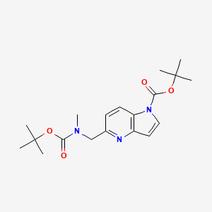 molecular formula C19H27N3O4 B8284516 tert-butyl 5-((tert-butoxycarbonyl(methyl)amino)methyl)-1H-pyrrolo[3,2-b]pyridine-1-carboxylate 