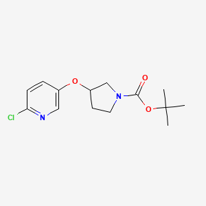 molecular formula C14H19ClN2O3 B8284545 tert-Butyl-3-((6-chloropyridin-3-yl)oxy)pyrrolidine-1-carboxylate 