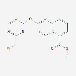 molecular formula C17H13BrN2O3 B8284729 6-(2-Bromomethyl-pyrimidin-4-yloxy)-naphthalene-1-carboxylic acid methyl ester 