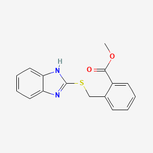 molecular formula C16H14N2O2S B8284769 2-(Benzimidazole-2-ylthiomethyl)benzoic acid methyl ester 
