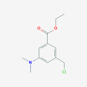 molecular formula C12H16ClNO2 B8284778 Ethyl 3-(chloromethyl)-5-(dimethylamino)benzoate 
