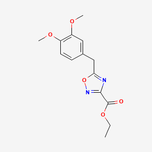 molecular formula C14H16N2O5 B8284817 Ethyl 5-(3,4-dimethoxybenzyl)-1,2,4-oxadiazole-3-carboxylate 