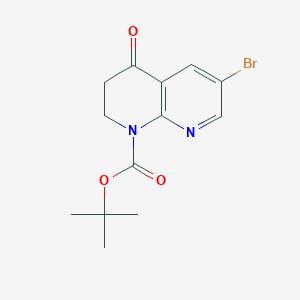 molecular formula C13H15BrN2O3 B8284845 tert-Butyl 6-bromo-4-oxo-3,4-dihydro-1,8-naphthyridine-1(2H)-carboxylate 