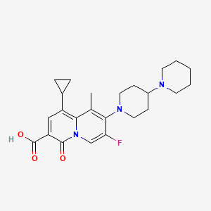 molecular formula C24H30FN3O3 B8284884 1-Cyclopropyl-7-fluoro-9-methyl-4-oxo-8-[4-(1-piperidyl)-1-piperidyl]quinolizine-3-carboxylic acid 