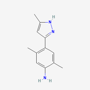 molecular formula C12H15N3 B8284947 2,5-Dimethyl-4-(3-methyl-1H-pyrazol-5-yl)aniline 