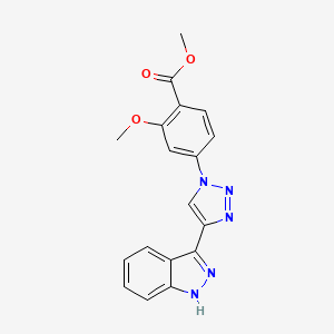 molecular formula C18H15N5O3 B8285116 Methyl 4-[4-(1H-indazol-3-yl)-1H-1,2,3-triazol-1-yl]-2-methoxybenzoate 