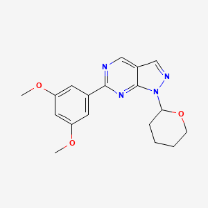 molecular formula C18H20N4O3 B8285172 6-(3,5-dimethoxyphenyl)-1-(tetrahydro-2H-pyran-2-yl)-1H-pyrazolo[3,4-d]pyrimidine 