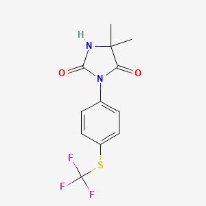 molecular formula C12H11F3N2O2S B8285243 2,4-Imidazolidinedione, 5,5-dimethyl-3-[4-[(trifluoromethyl)thio]phenyl]- CAS No. 89020-94-0