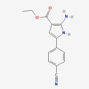molecular formula C14H13N3O2 B8285372 2-amino-5-(4-cyano-phenyl)-1H-pyrrole-3-carboxylic acid ethyl ester 