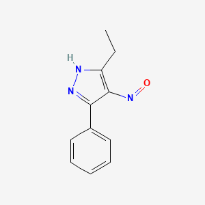 molecular formula C11H11N3O B8285392 3-Ethyl-4-nitroso-5-phenyl-1H-pyrazole 