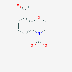 molecular formula C14H17NO4 B8285465 8-Formyl-2,3-dihydro-benzo[1,4]oxazine-4-carboxylic acid tert-butyl ester 