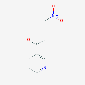 molecular formula C11H14N2O3 B8285504 3,3-Dimethyl-4-nitro-1-pyridin-3-yl-butan-1-one 