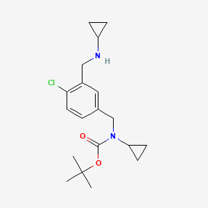 molecular formula C19H27ClN2O2 B8285570 (4-Chloro-3-cyclopropylaminomethyl-benzyl)-cyclopropyl-carbamic acid tert-butyl ester 