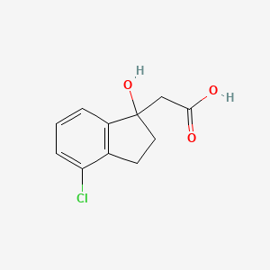 molecular formula C11H11ClO3 B8285748 2-(4-Chloro-1-hydroxy-1-indanyl)acetic acid 