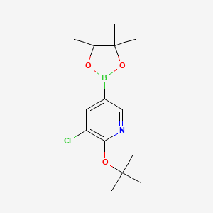 molecular formula C15H23BClNO3 B8285775 2-Tert-butoxy-3-chloro-5-(4,4,5,5-tetramethyl-1,3,2-dioxaborolan-2-YL)pyridine 