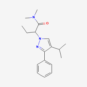 molecular formula C18H25N3O B8285853 alpha-ethyl-N,N-dimethyl-3-phenyl-4-isopropylpyrazole-1-acetamide 