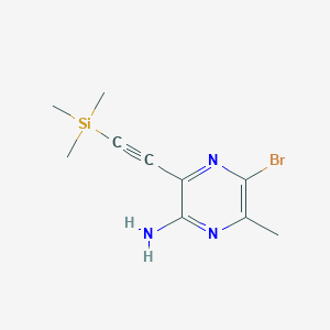 molecular formula C10H14BrN3Si B8285863 5-Bromo-6-methyl-3-trimethylsilanylethynyl-pyrazin-2-ylamine 
