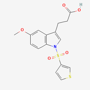 molecular formula C16H15NO5S2 B8285915 3-[5-Methoxy-1-(thiophene-3-sulfonyl)-1H-indol-3-yl]-propionic acid 