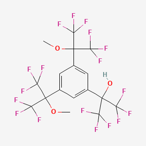 molecular formula C17H10F18O3 B8286053 2-[3,5-Bis(1,1,1,3,3,3-hexafluoro-2-methoxypropan-2-yl)phenyl]-1,1,1,3,3,3-hexafluoropropan-2-ol CAS No. 90780-28-2