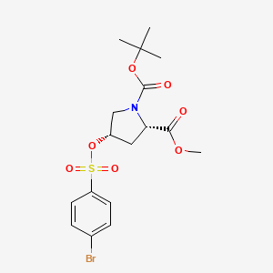 molecular formula C17H22BrNO7S B8286132 1-t-butyl 2-methyl(2S,4S)-4-{[(4-bromophenyl)sulfonyl]oxy}pyrrolidine-1,2-dicarboxylate 